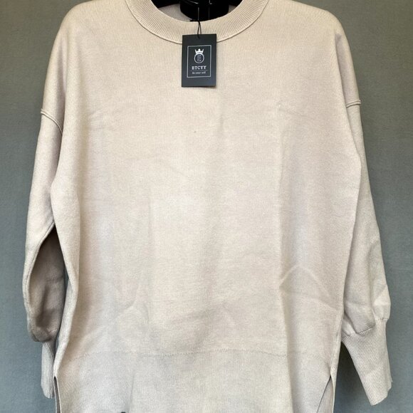 ETCYY Oversized Sweaters for Women. Long Sleeve Knit Top Medium, Beige. NWT's. - Picture 1 of 8